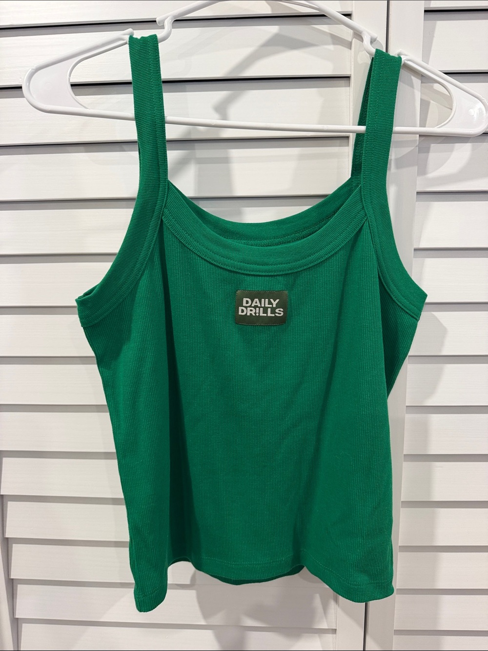 NWOT Daily Drills Green Ribbed Square-Neck Tank